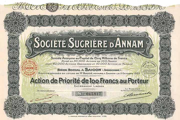 Société Sucrière d’Annam S.A.