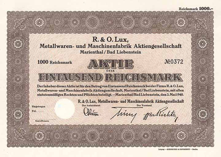 R. & O. Lux Metallwaren- und Maschinenfabrik AG