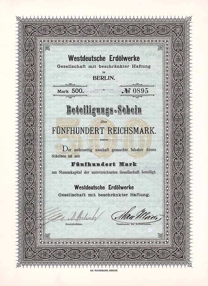 Westdeutsche Erdölwerke GmbH (blauer Unterdruck)