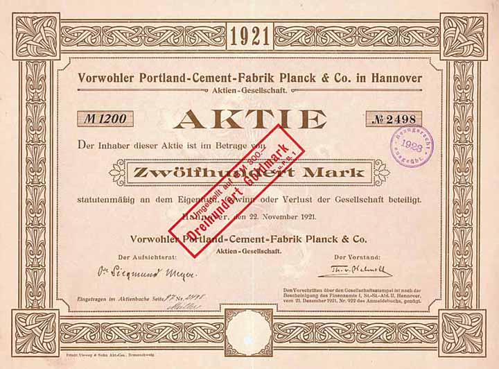 Vorwohler Portland-Cement-Fabrik Planck & Co. AG