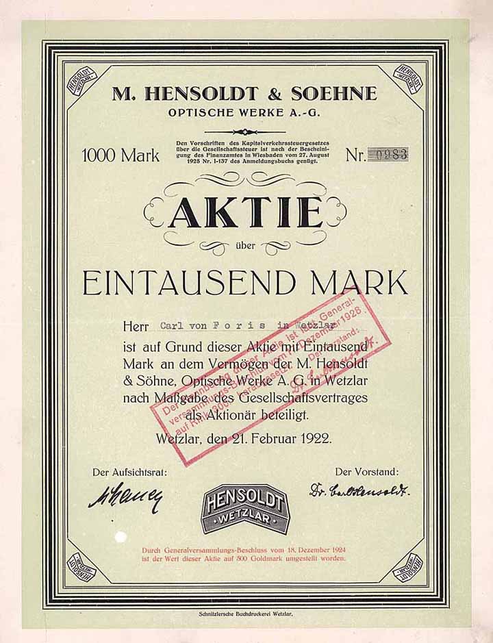 M. Hensoldt & Soehne Optische Werke AG