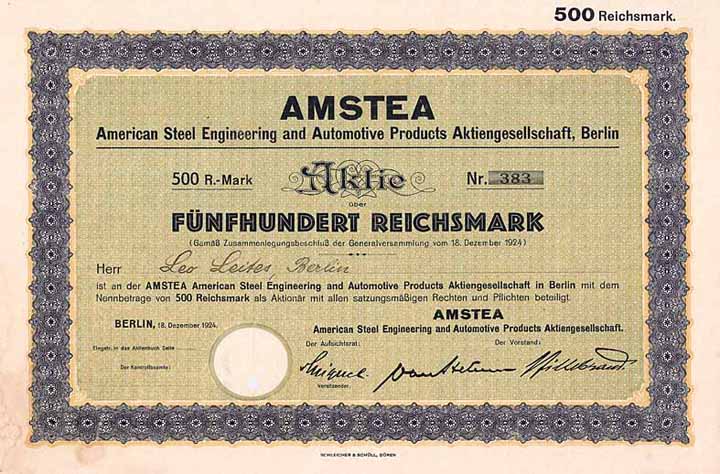 AMSTEA American Steel Engineering and Automotive Products AG