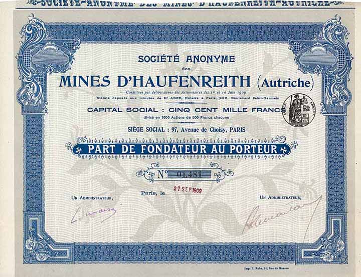 S.A. des Mines d’Haufenreith (Autriche)