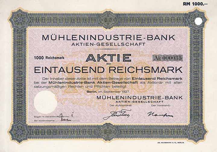 Mühlenindustrie-Bank AG