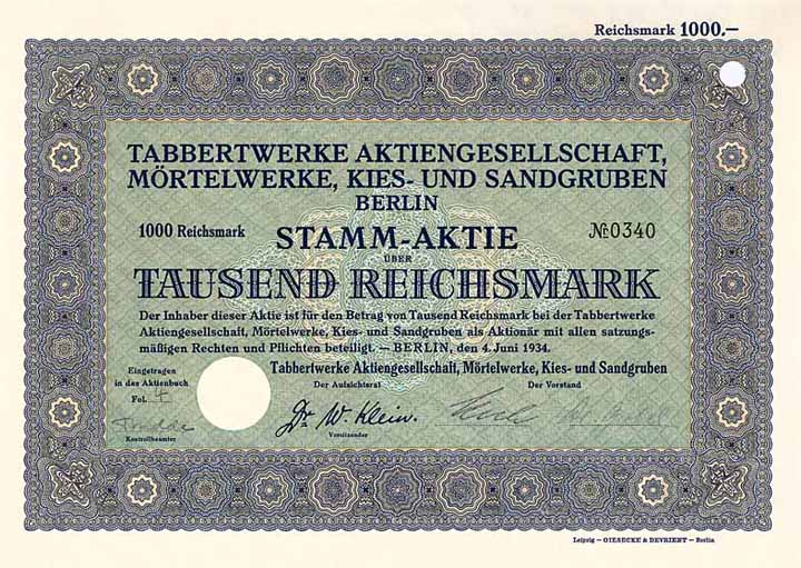 Tabbertwerke AG Mörtelwerke, Kies- und Sandgruben