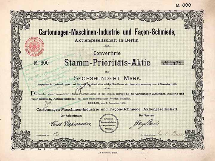 Cartonnagen-Maschinen-Industrie und Façon-Schmiede AG