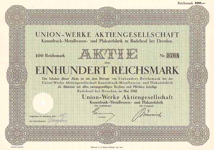 Union-Werke AG Kunstdruck-Metallwaren- und Plakatefabrik