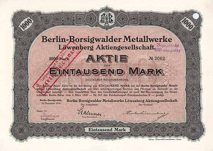 Berlin-Borsigwalder Metallwerke Löwenberg AG