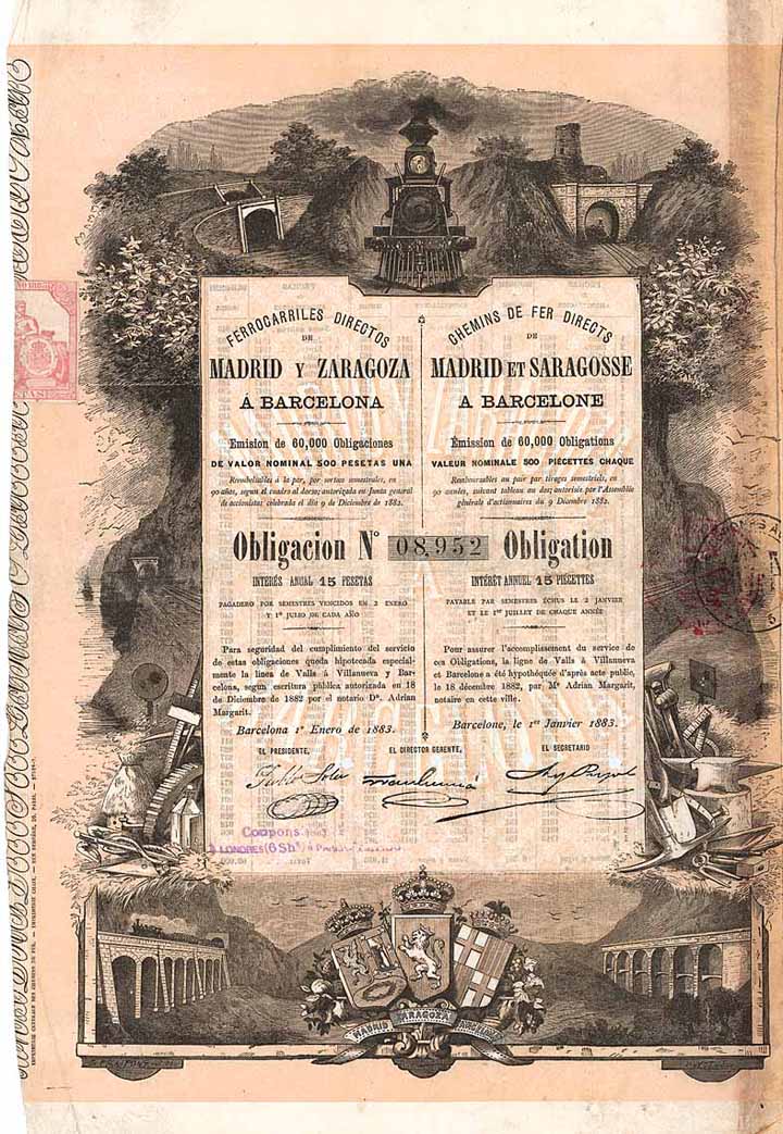 Ferrocarriles Directos de Madrid y Zaragoza à Barcelona (C.d.F. Directs de Madrid et Saragosse à Barcelona)