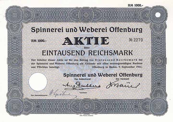 Spinnerei und Weberei Offenburg