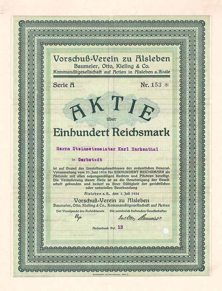 Vorschuß-Verein zu Alsleben Baumeier, Otto, Kieling & Co. KGaA