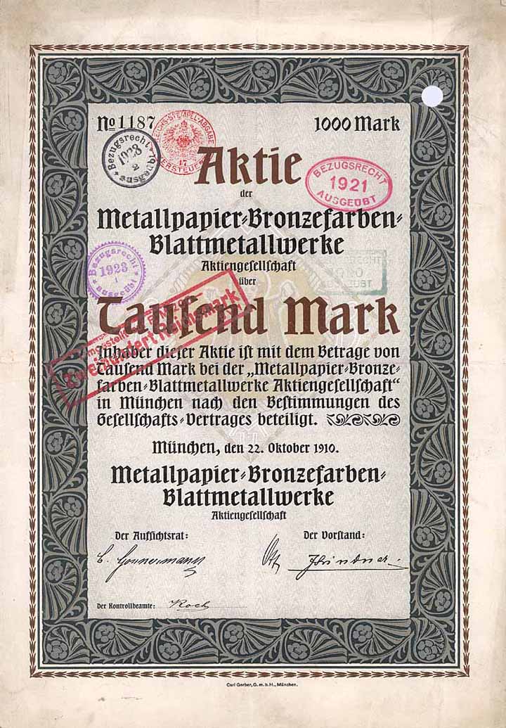 Metallpapier-Bronzefarben-Blattmetallwerke AG