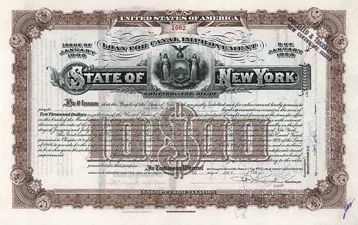 State of New York, Loan for Canal Improvement