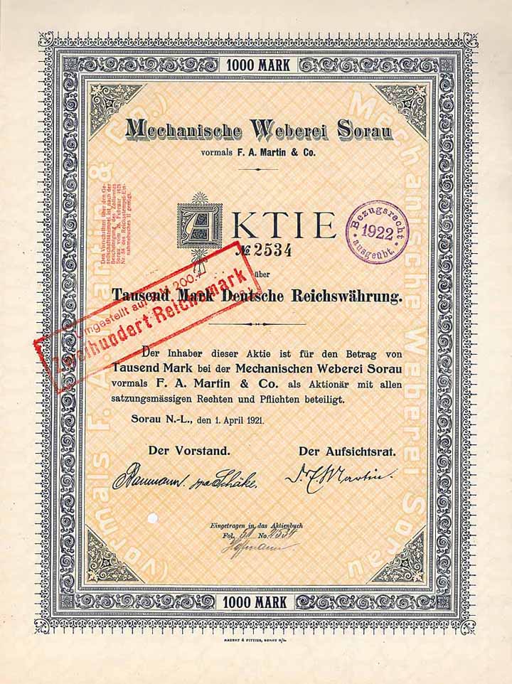 Mechanische Weberei Sorau vormals F. A. Martin & Co.