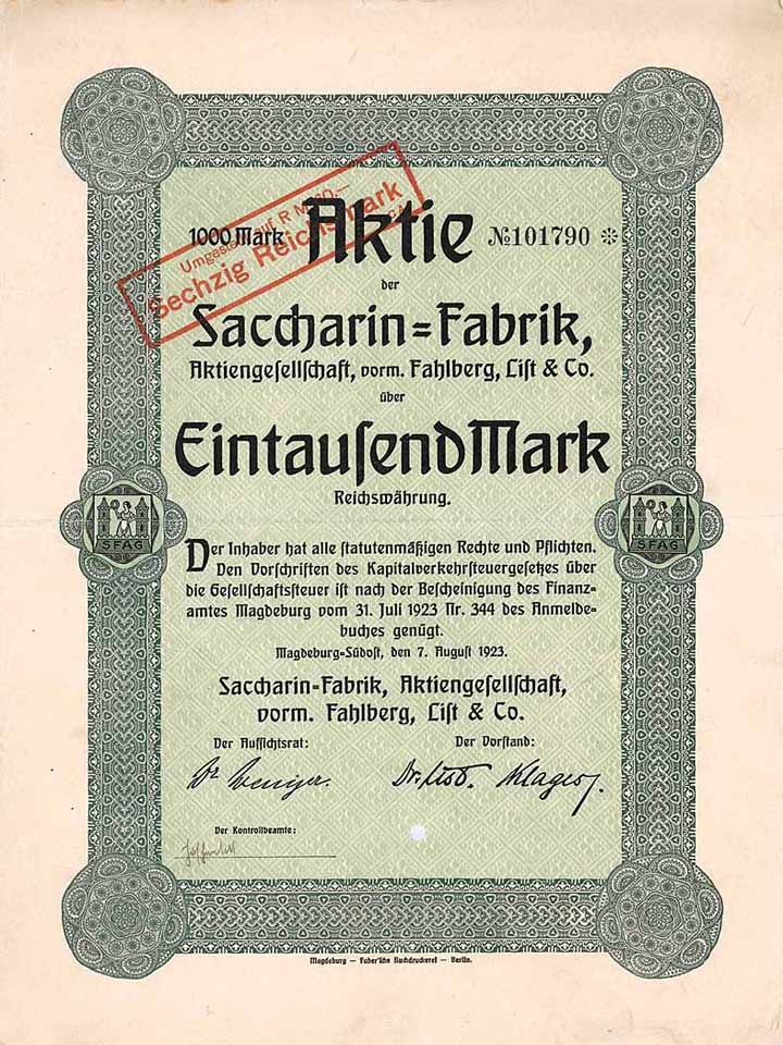 Saccharin-Fabrik AG vorm. Fahlberg, List & Co.