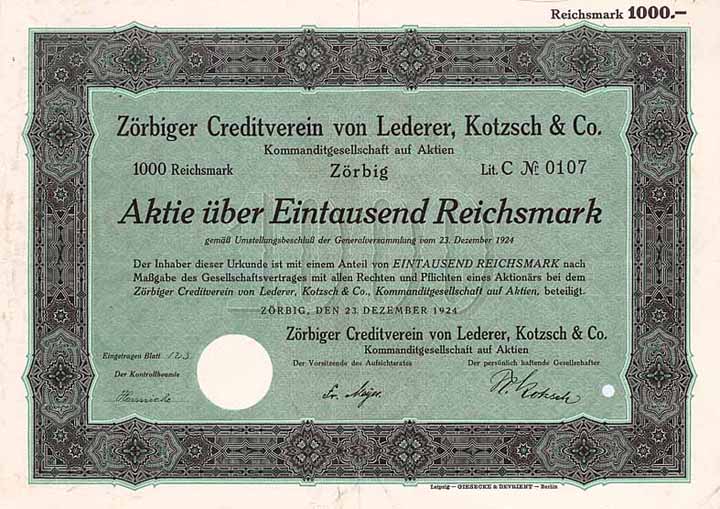 Zörbiger Creditverein von Lederer, Kotzsch & Co. KGaA